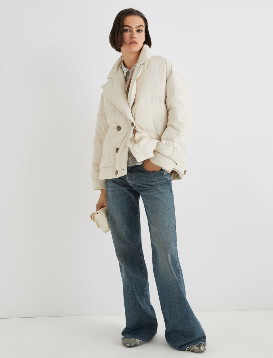 manteau caban matelassé en duvet - ivoire