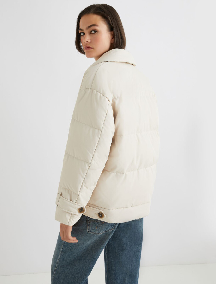 manteau caban matelassé en duvet - ivoire