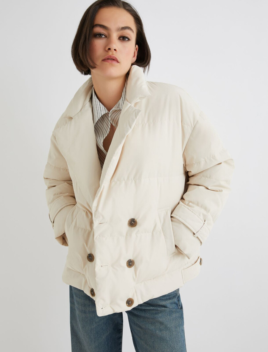 manteau caban matelassé en duvet - ivoire