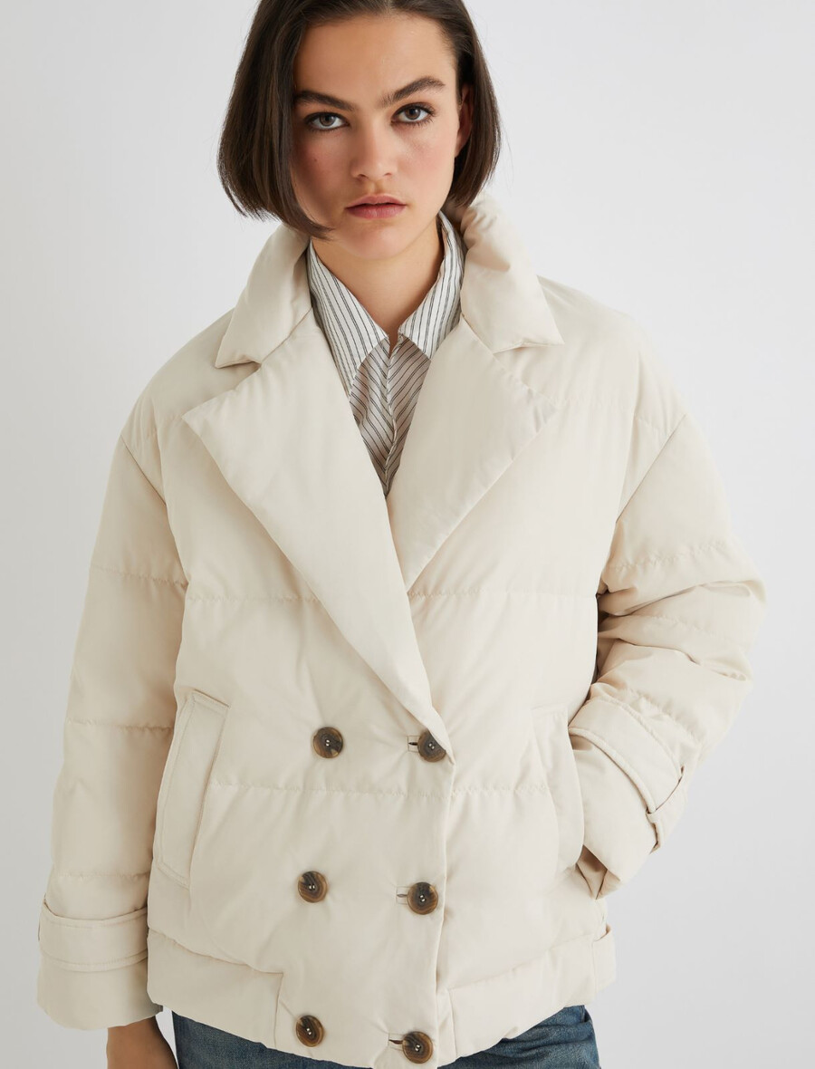 manteau caban matelassé en duvet - ivoire