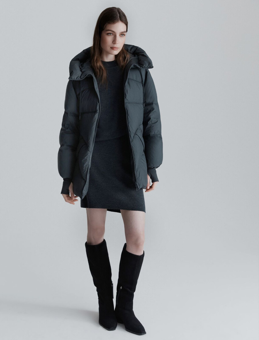 doudoune imperméable évasée - gris foncÉ