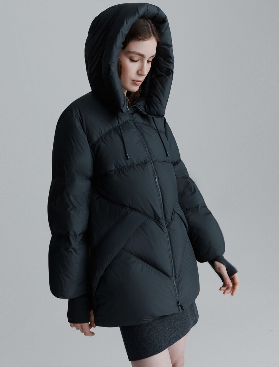 doudoune imperméable évasée - gris foncÉ