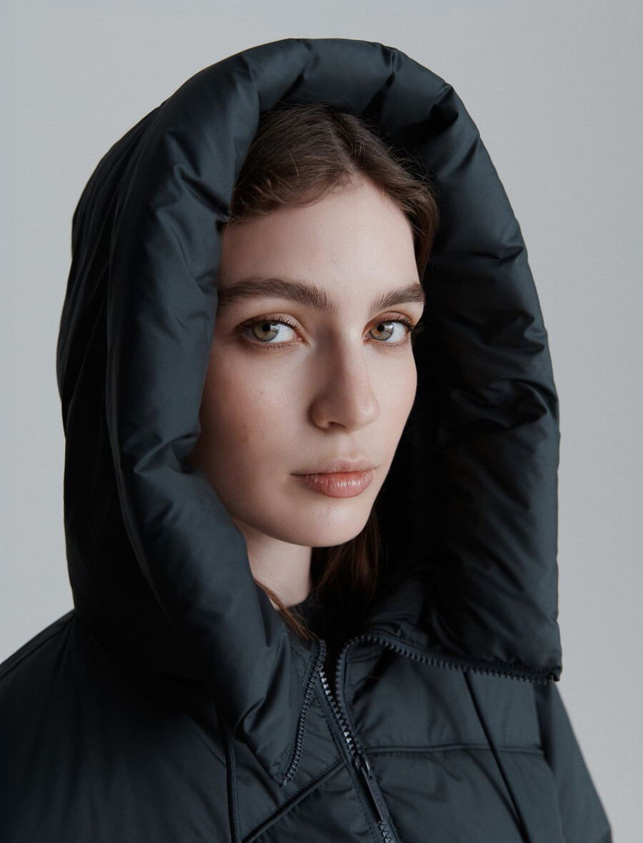 doudoune imperméable évasée - gris foncÉ