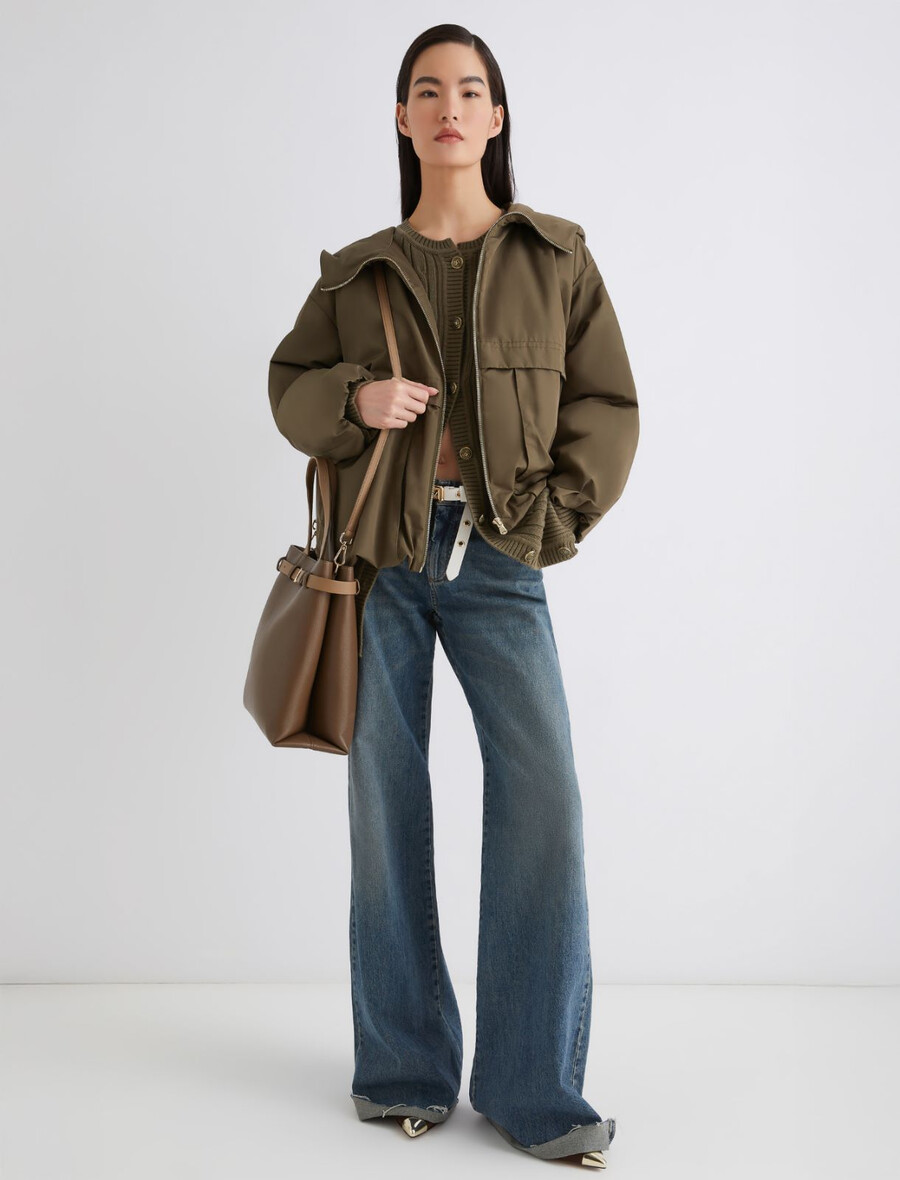 veste épaisse matelassée en tissu déperlant - kaki