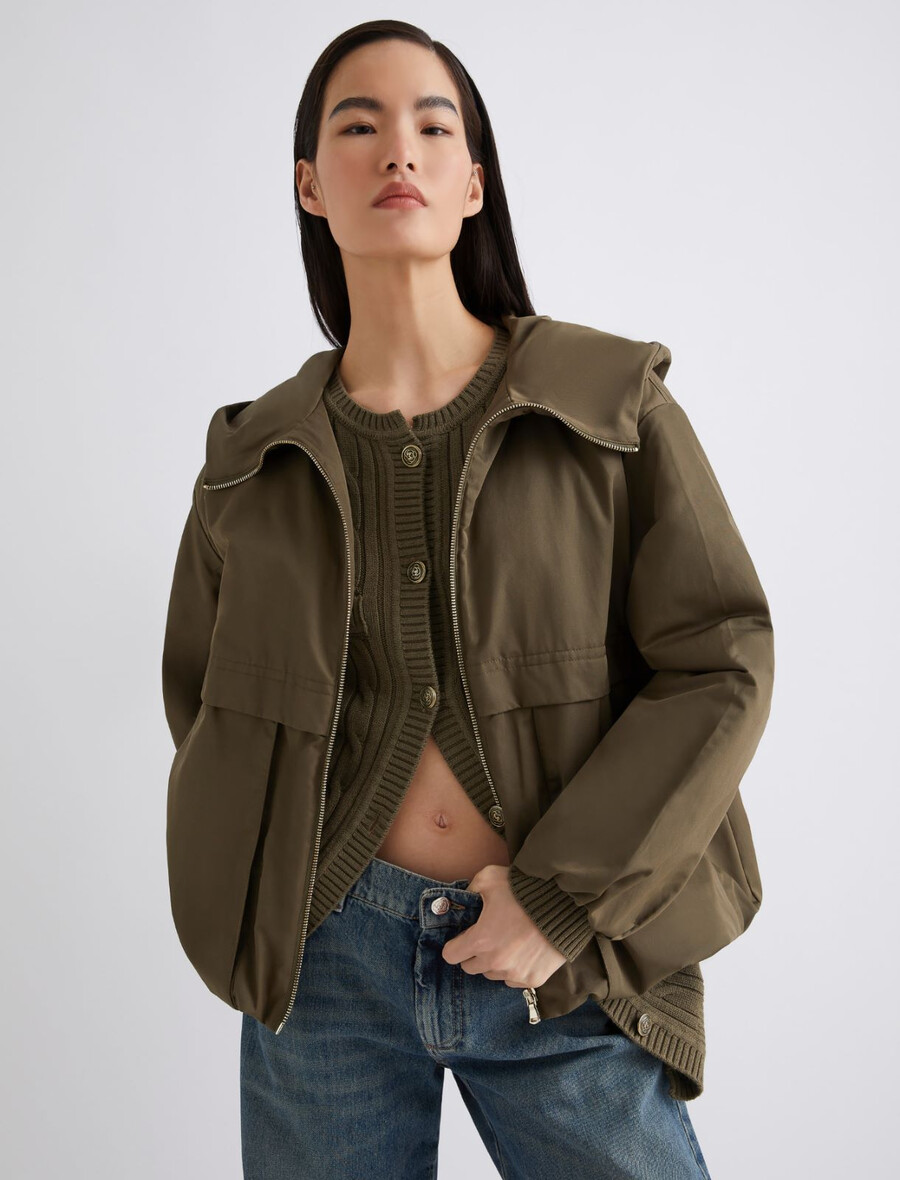 veste épaisse matelassée en tissu déperlant - kaki