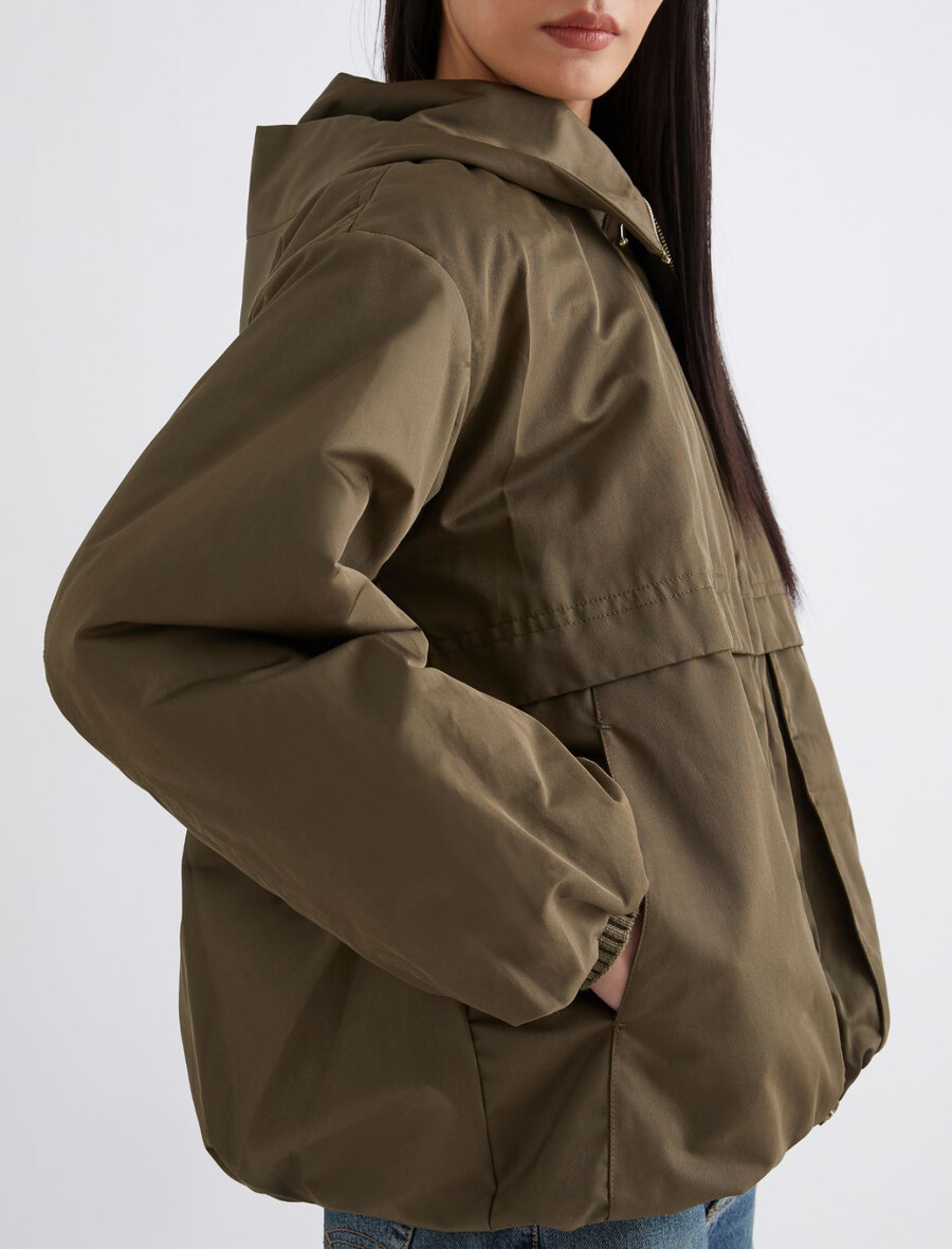 veste épaisse matelassée en tissu déperlant - kaki