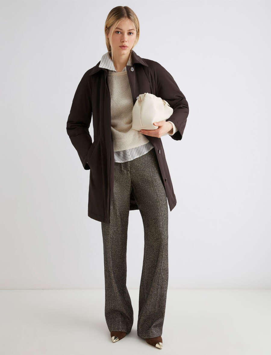 trench-coat matelassé imperméable - marron