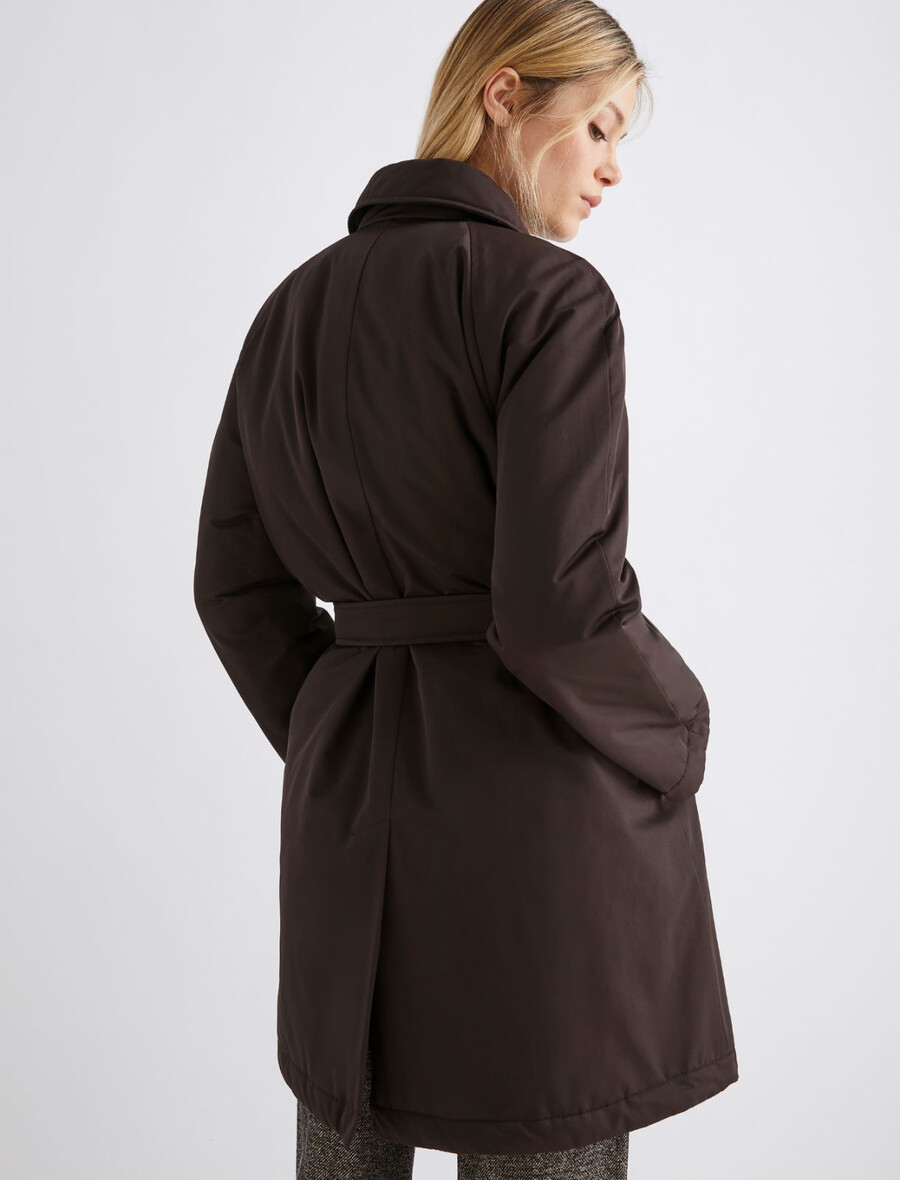 trench-coat matelassé imperméable - marron