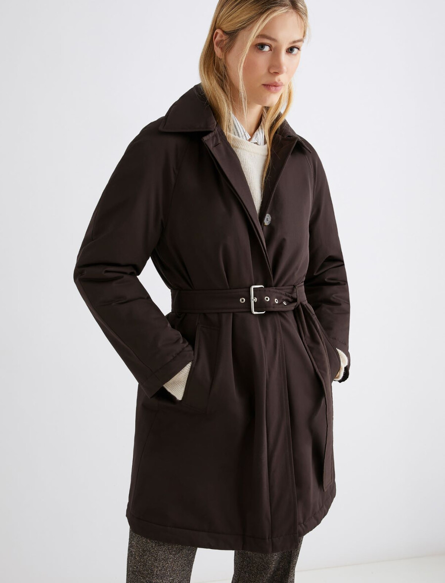 trench-coat matelassé imperméable - marron