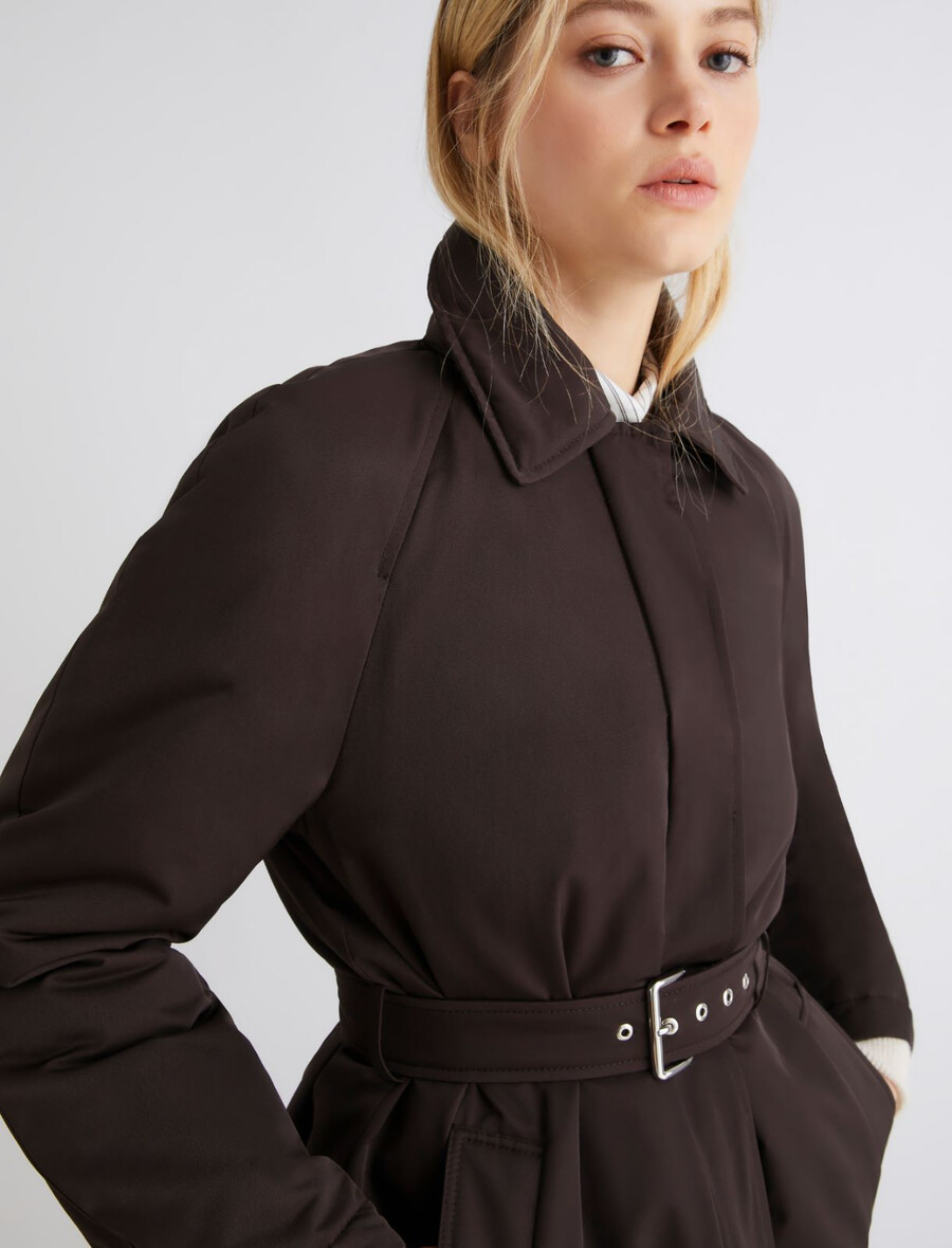 trench-coat matelassé imperméable - marron