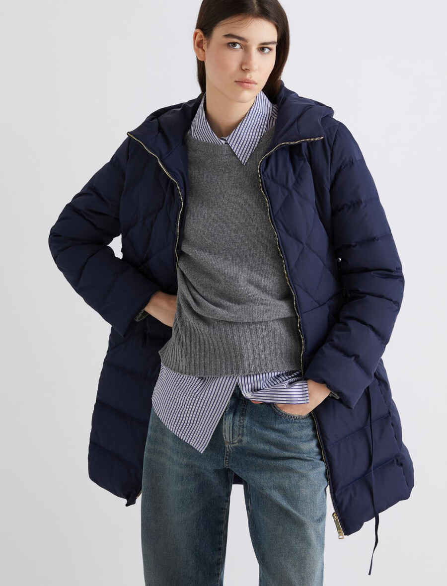 doudoune longue cintrée déperlante - marine