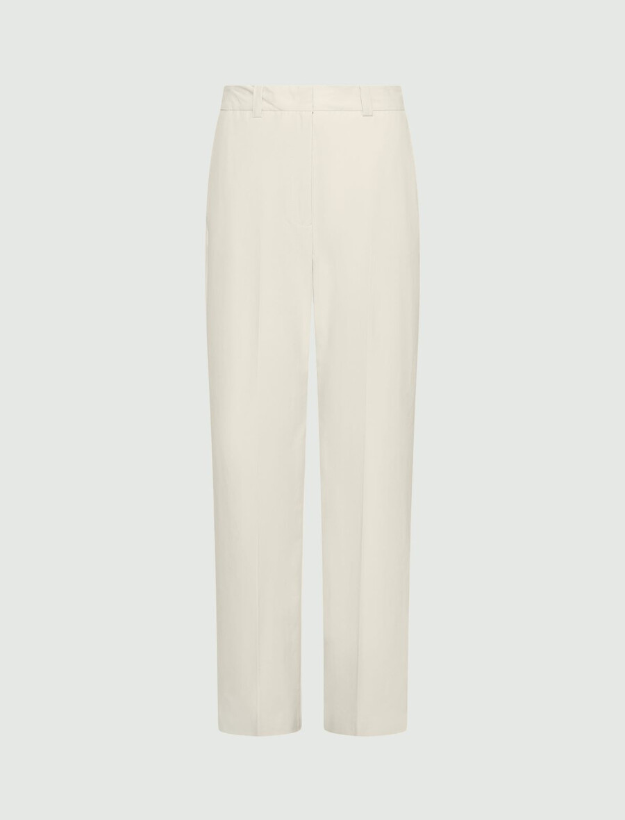 pantalon droit en popeline de pur coton - ice