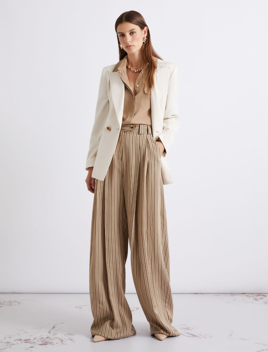 pantalon palazzo en viscose - marron noisette