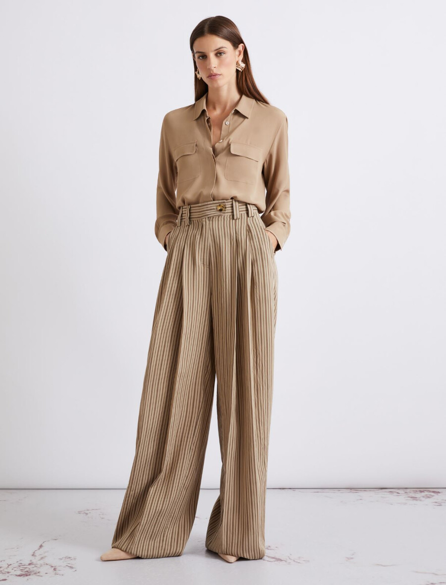 pantalon palazzo en viscose - marron noisette