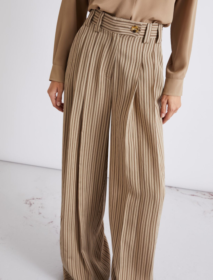 pantalon palazzo en viscose - marron noisette