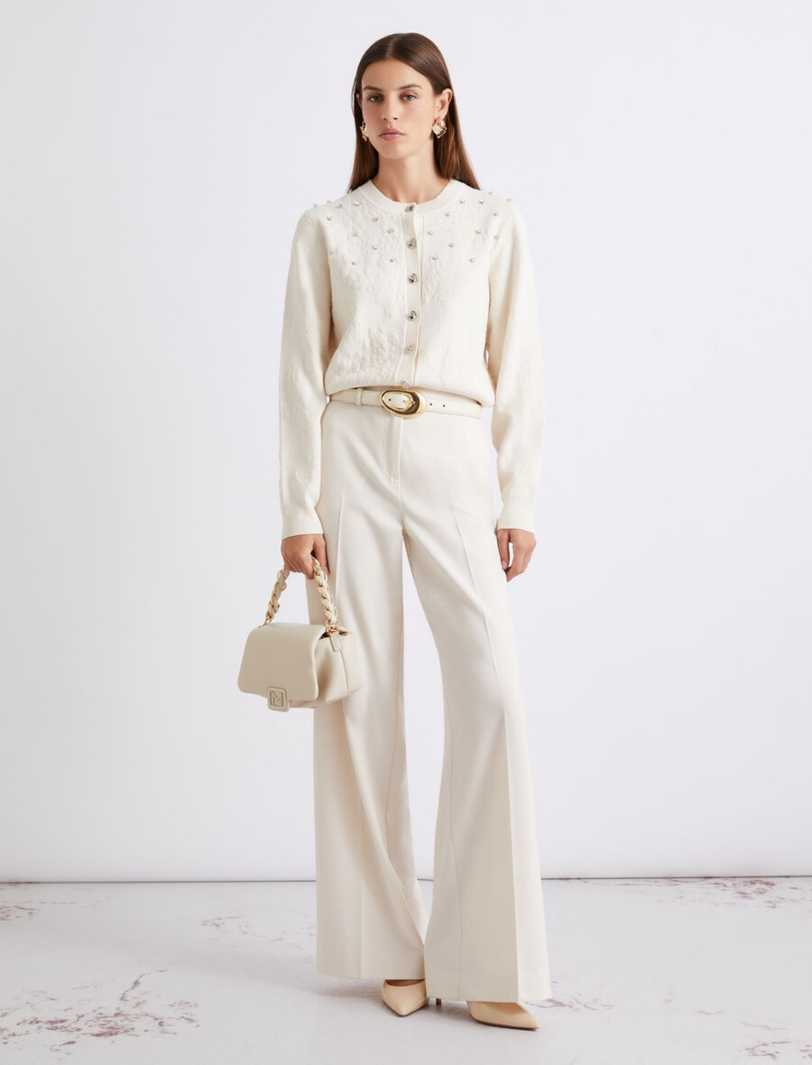 pantalon droit en toile stretch - blanc