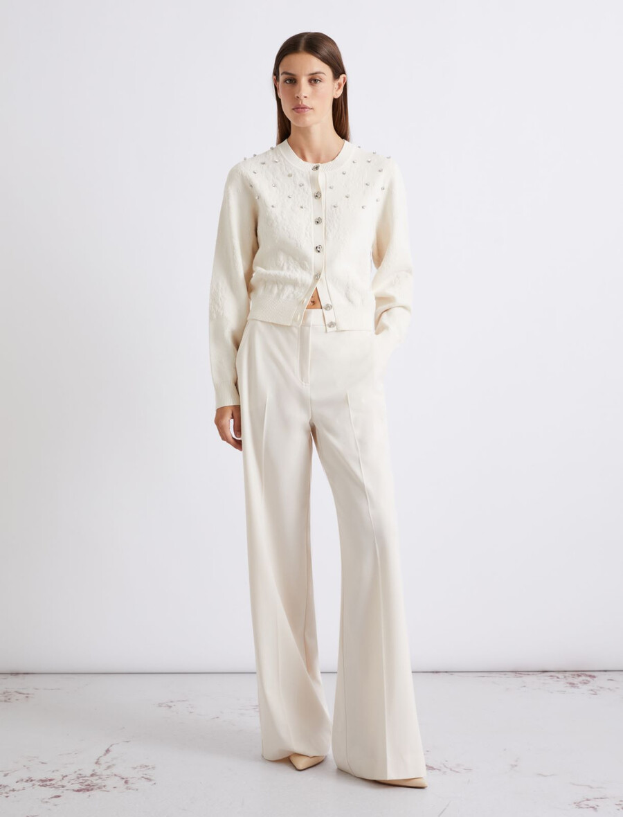 pantalon droit en toile stretch - blanc