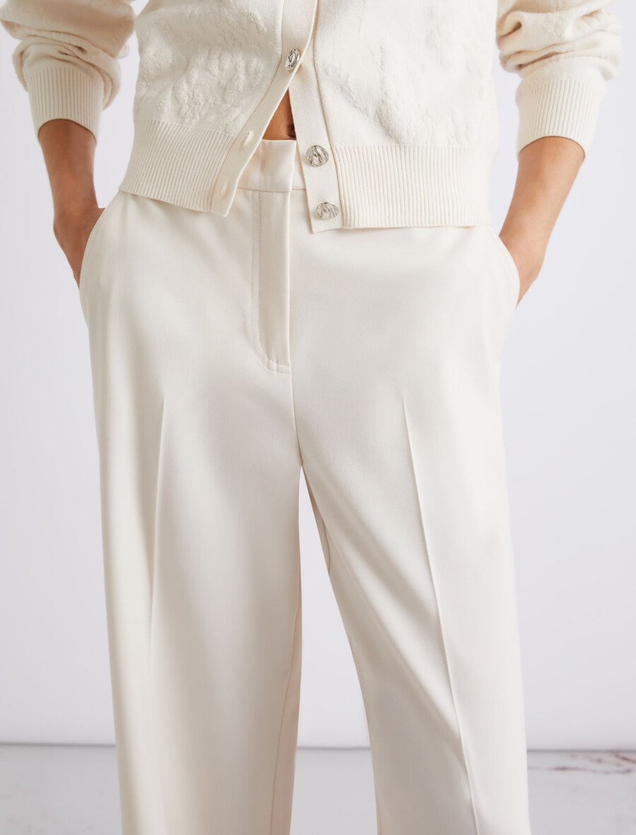 pantalon droit en toile stretch - blanc