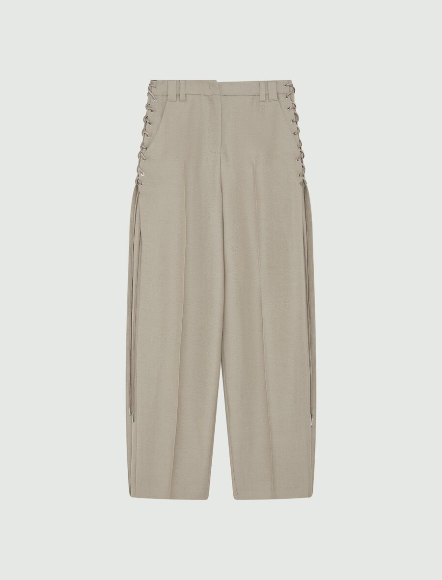 pantalon à lacets et jambes fuselées - gris clair