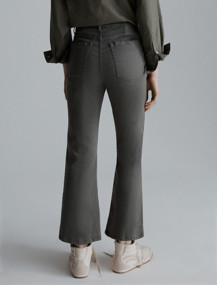 jean évasé court - olive