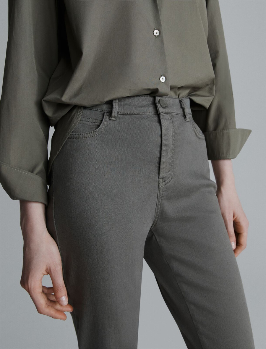 jean évasé court - olive