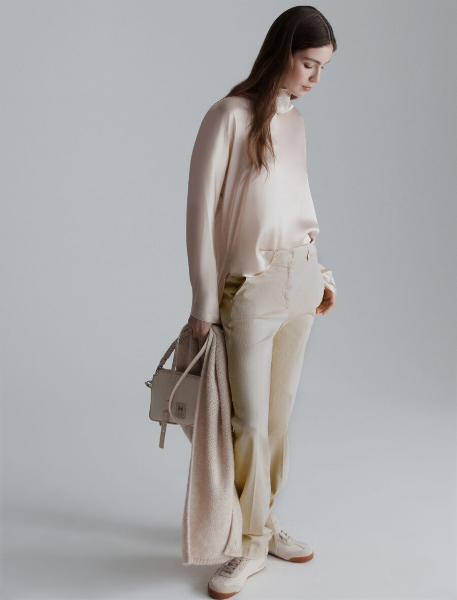 pantalon à jambes larges - crÈme