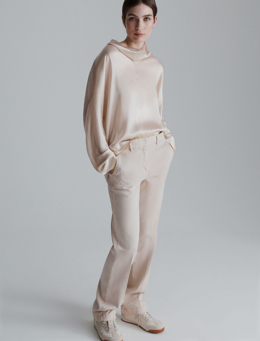 pantalon à jambes larges - crÈme