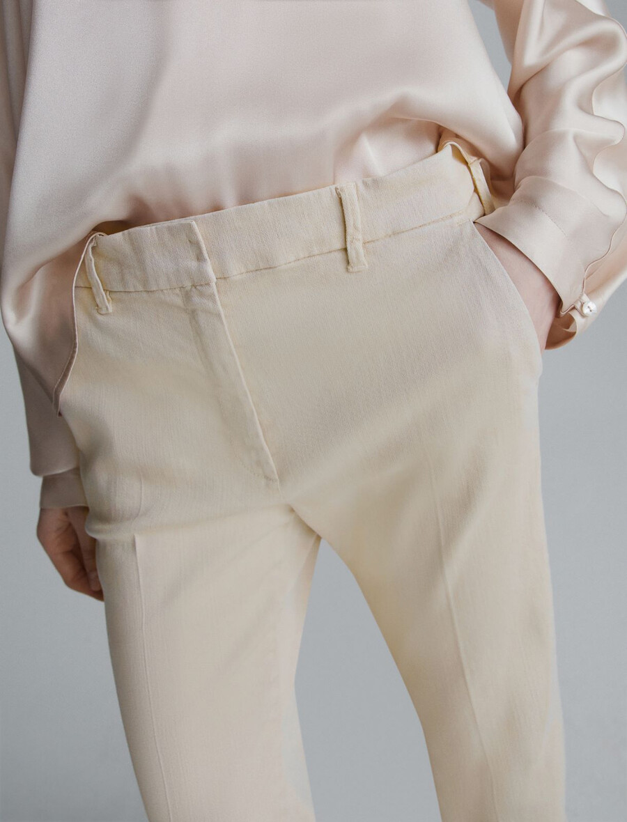 pantalon à jambes larges - crÈme