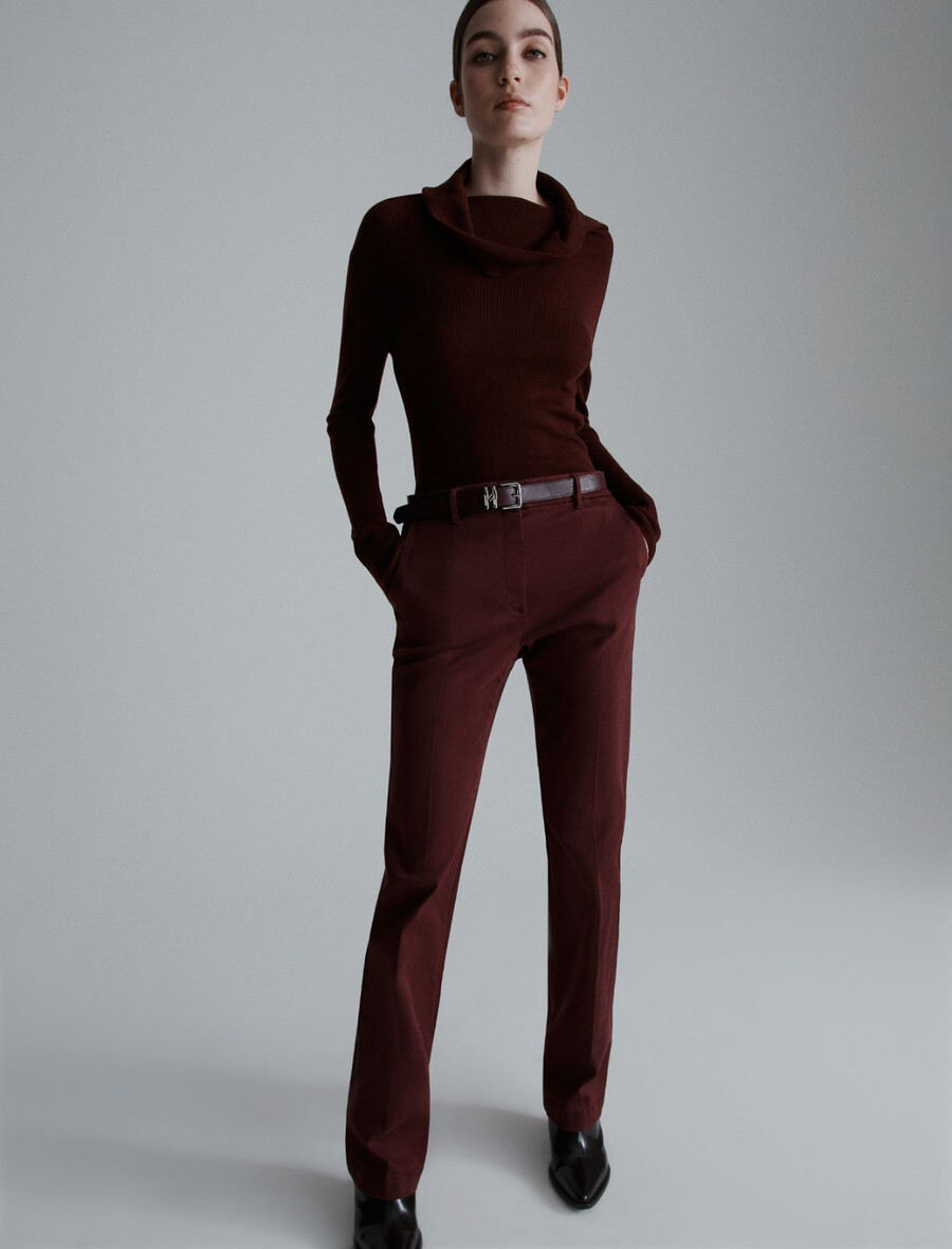 pantalon à jambes larges - bordeaux