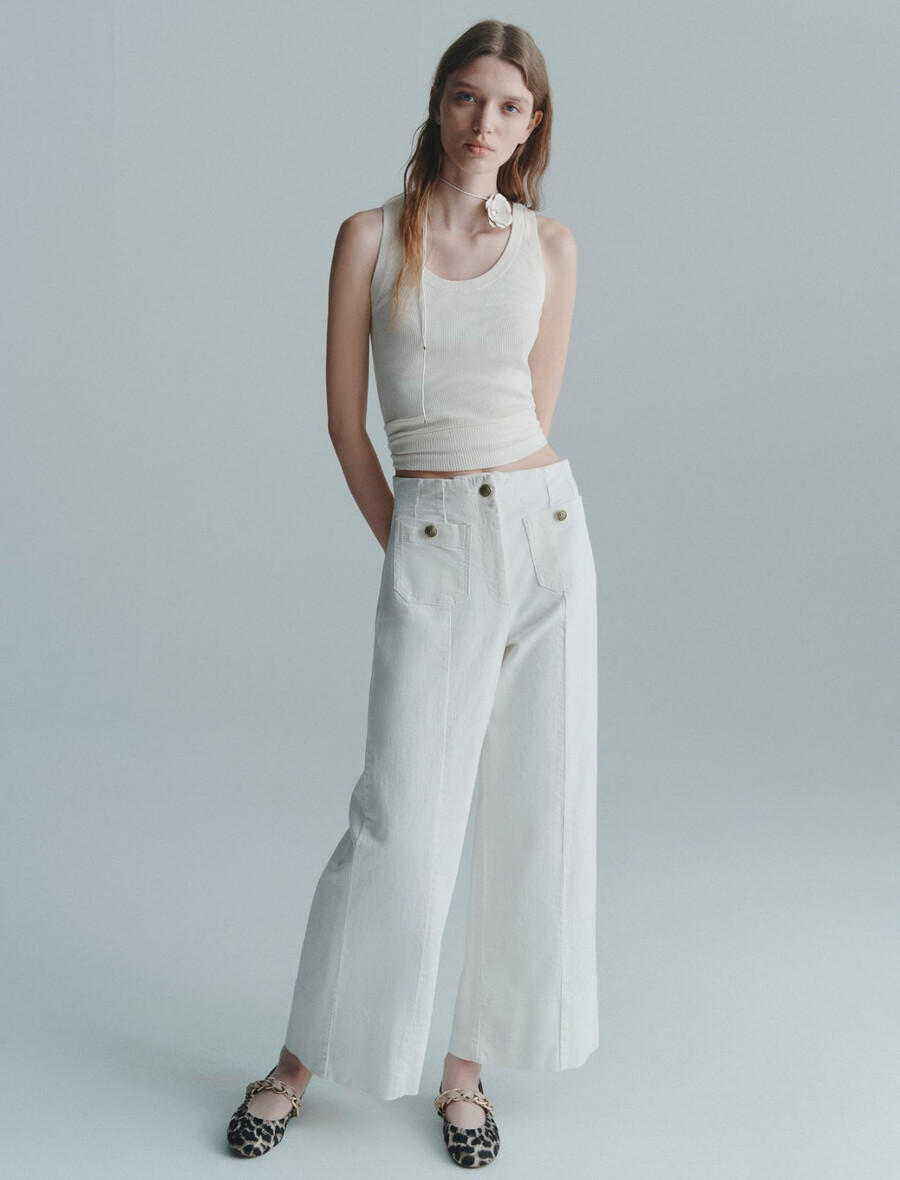 pantalon taille haute - blanc