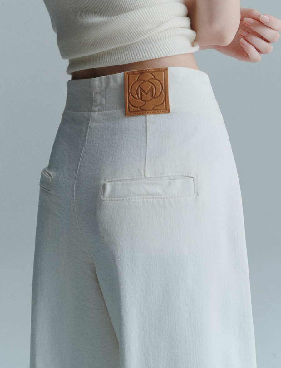 pantalon taille haute - blanc