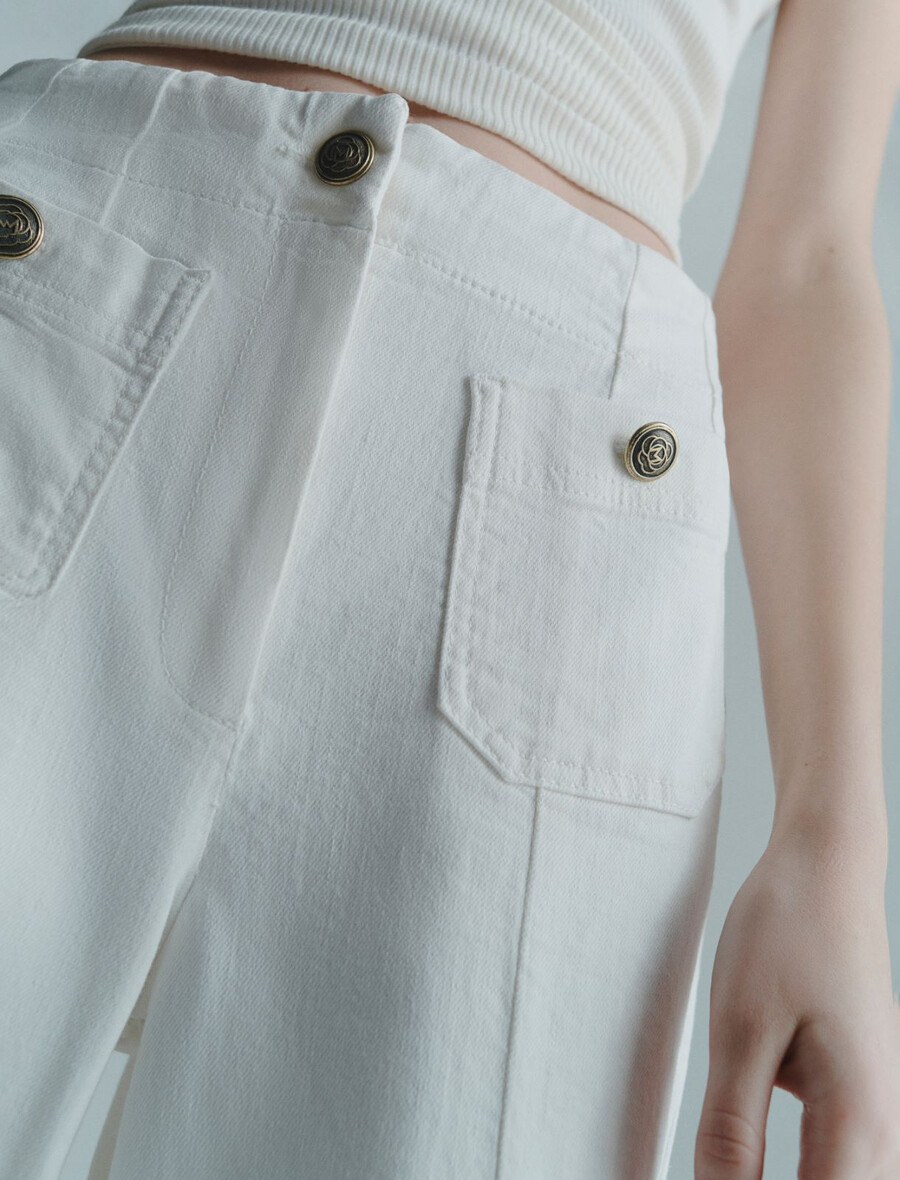 pantalon taille haute - blanc