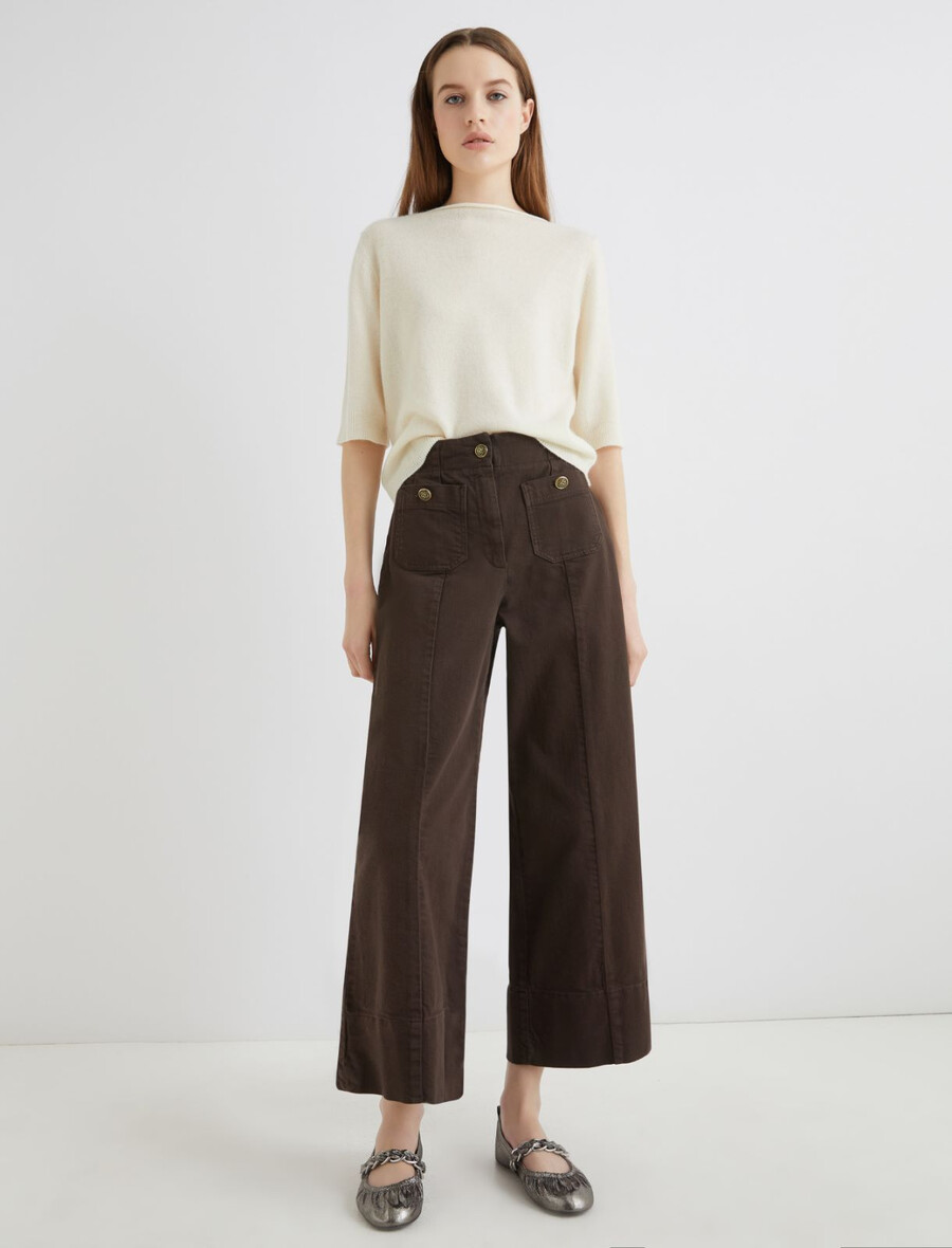 pantalon taille haute - marron