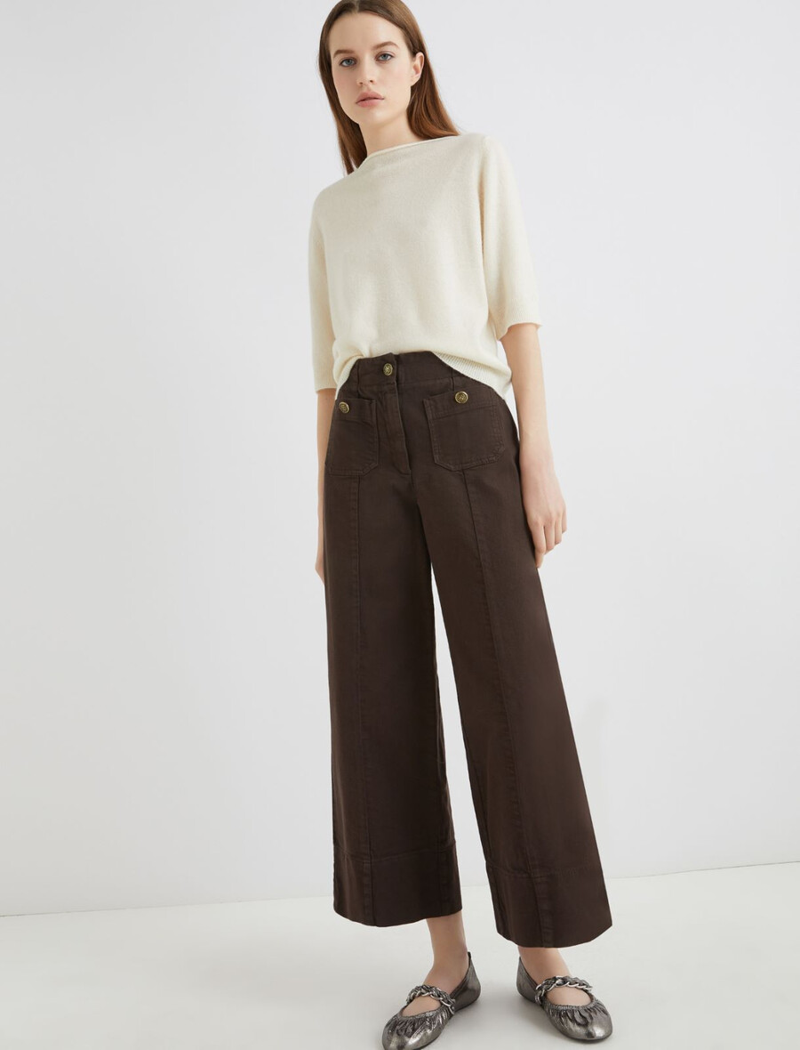 pantalon taille haute - marron