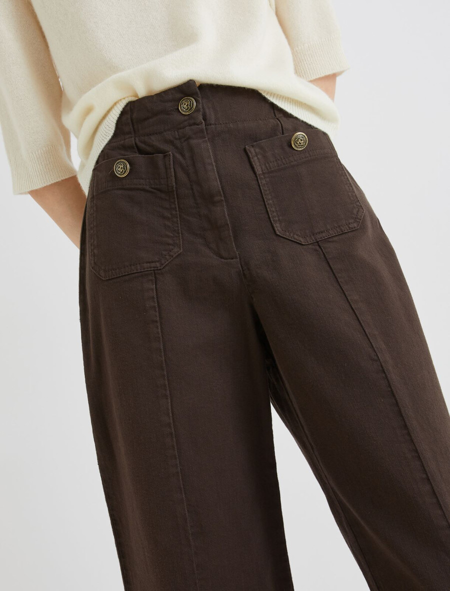 pantalon taille haute - marron