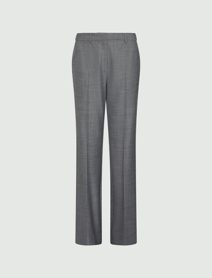 pantalon évasé en laine mélangée stretch - gris mÉlange