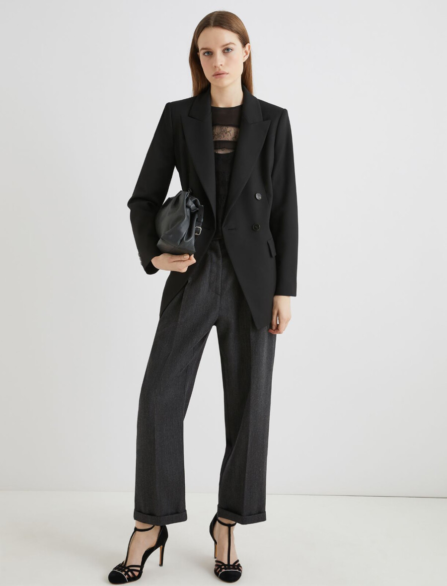 pantalon en laine coupe décontractée - gris