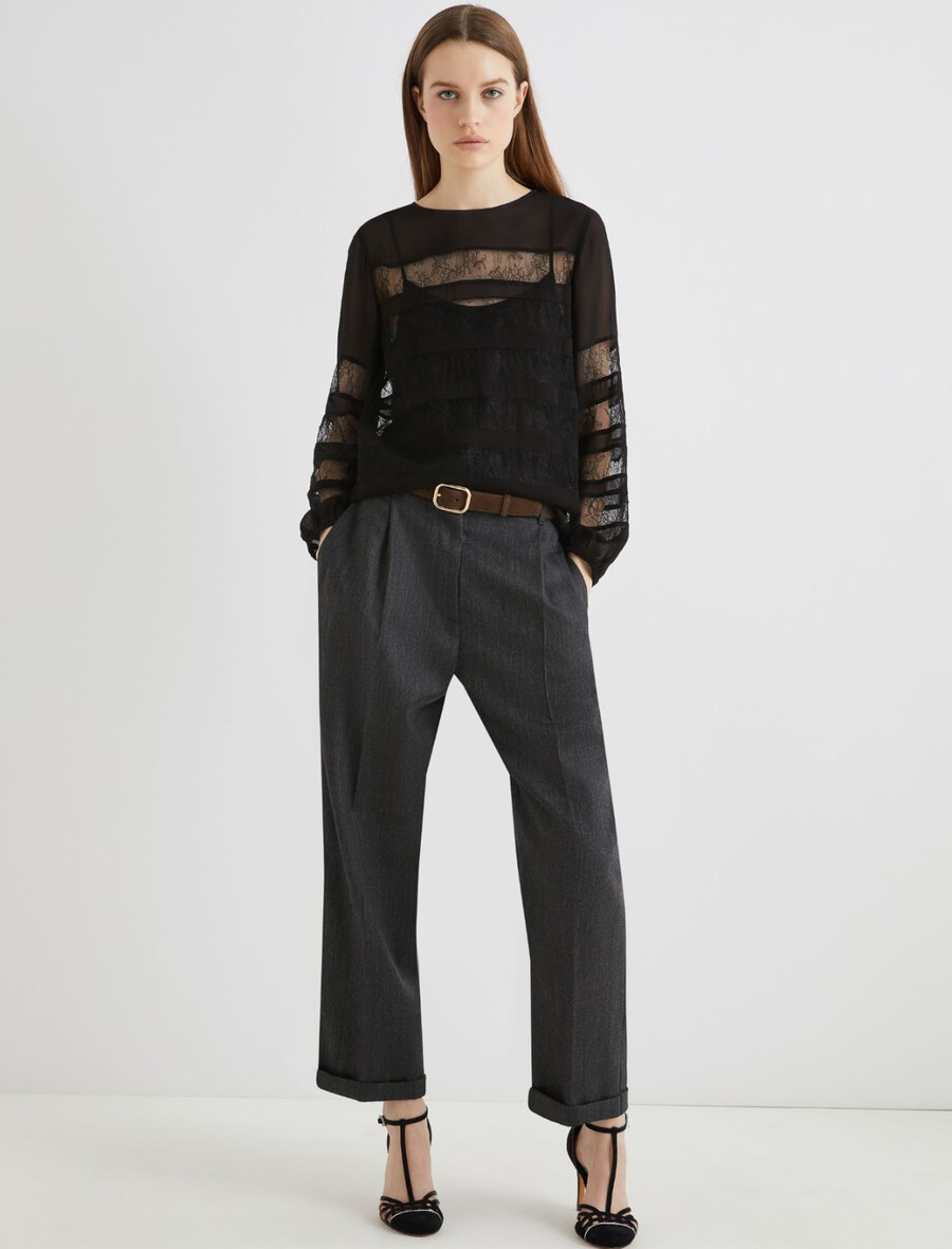 pantalon en laine coupe décontractée - gris