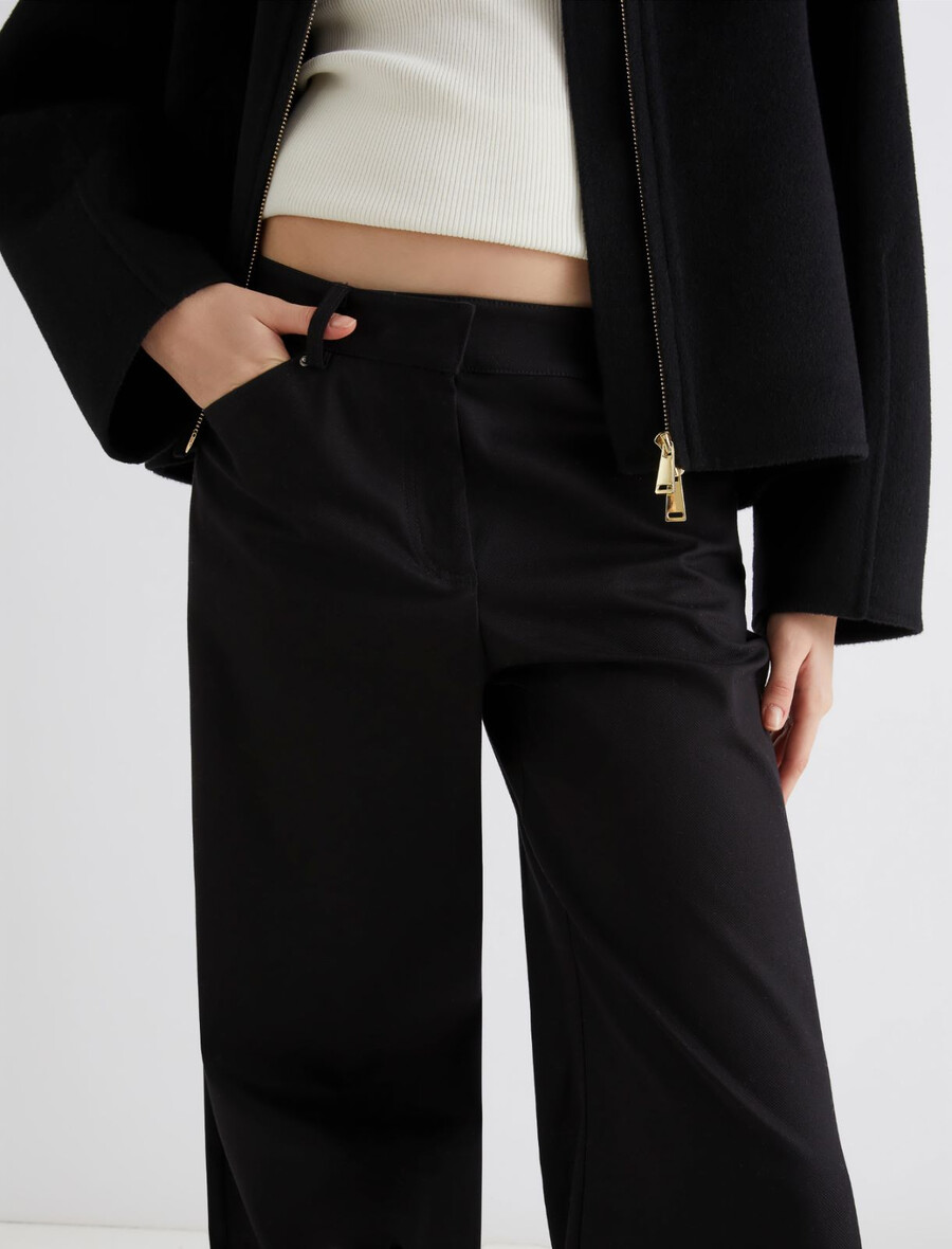 pantalon large en sergé - noir