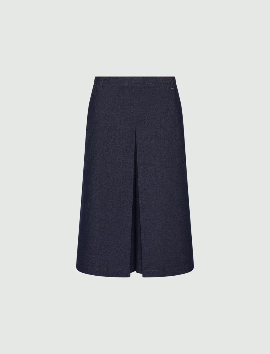 culotte taille haute en coton stretch - bleu marine