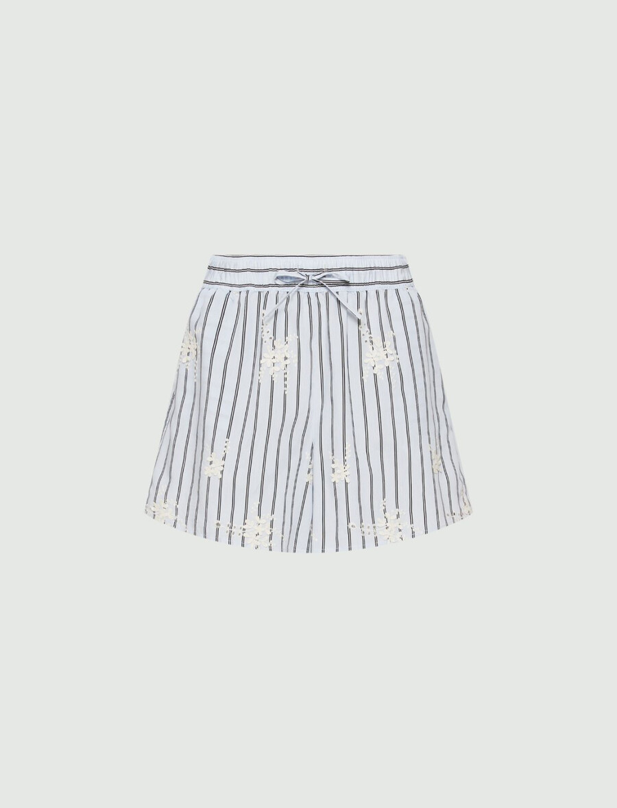 short en popeline à taille élastiquée - bleu clair