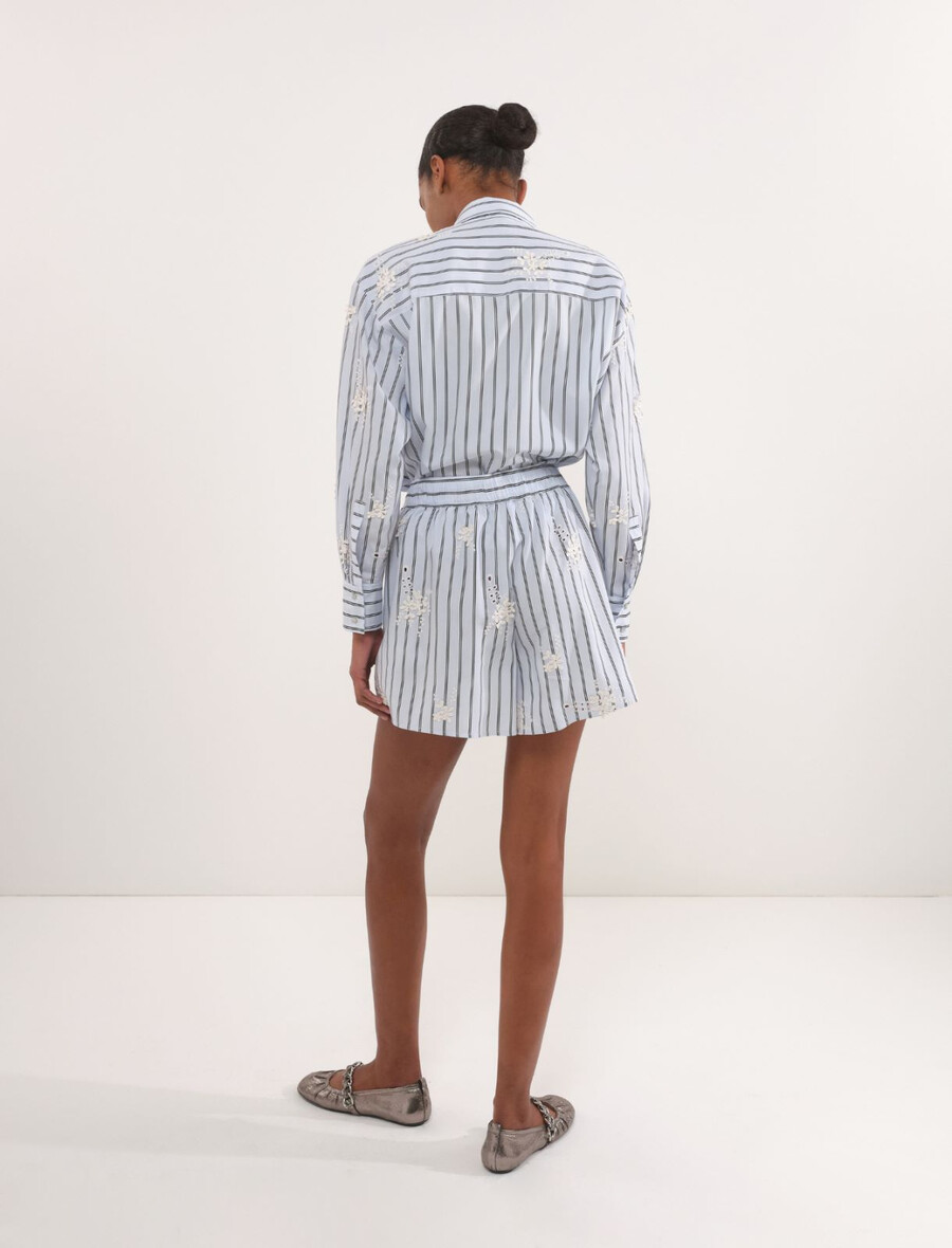 short en popeline à taille élastiquée - bleu clair