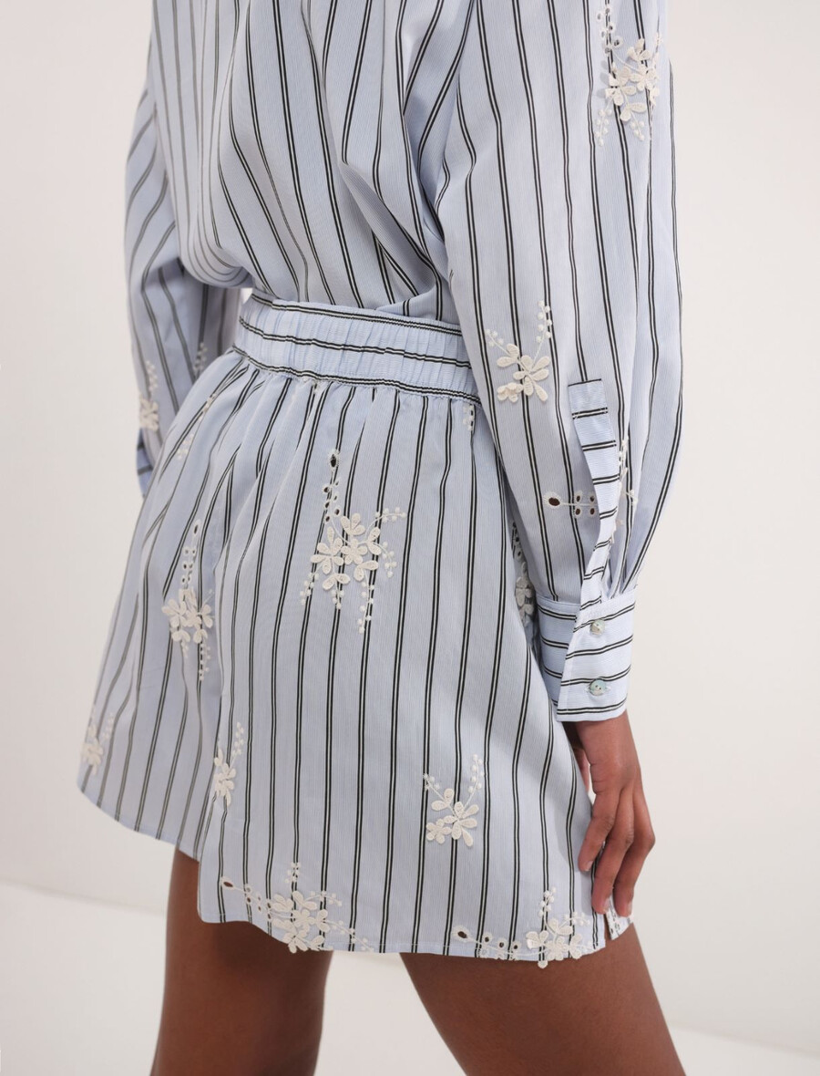 short en popeline à taille élastiquée - bleu clair