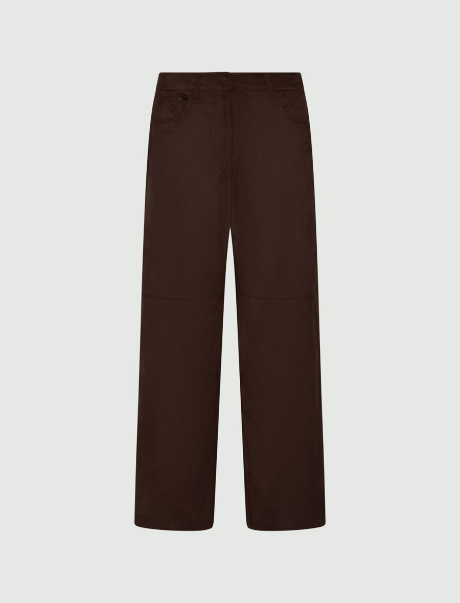 pantalon large en jersey stretch - chocolat