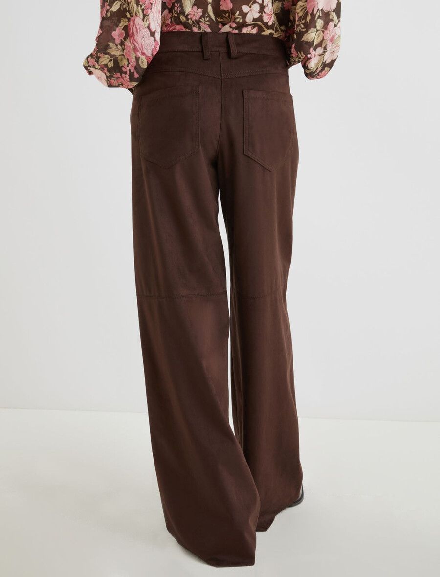 pantalon large en jersey stretch - chocolat