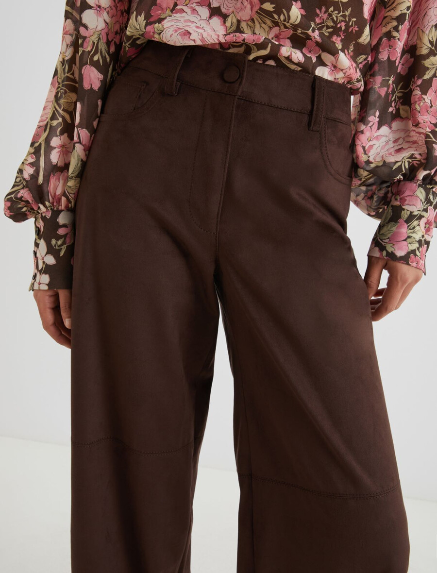 pantalon large en jersey stretch - chocolat
