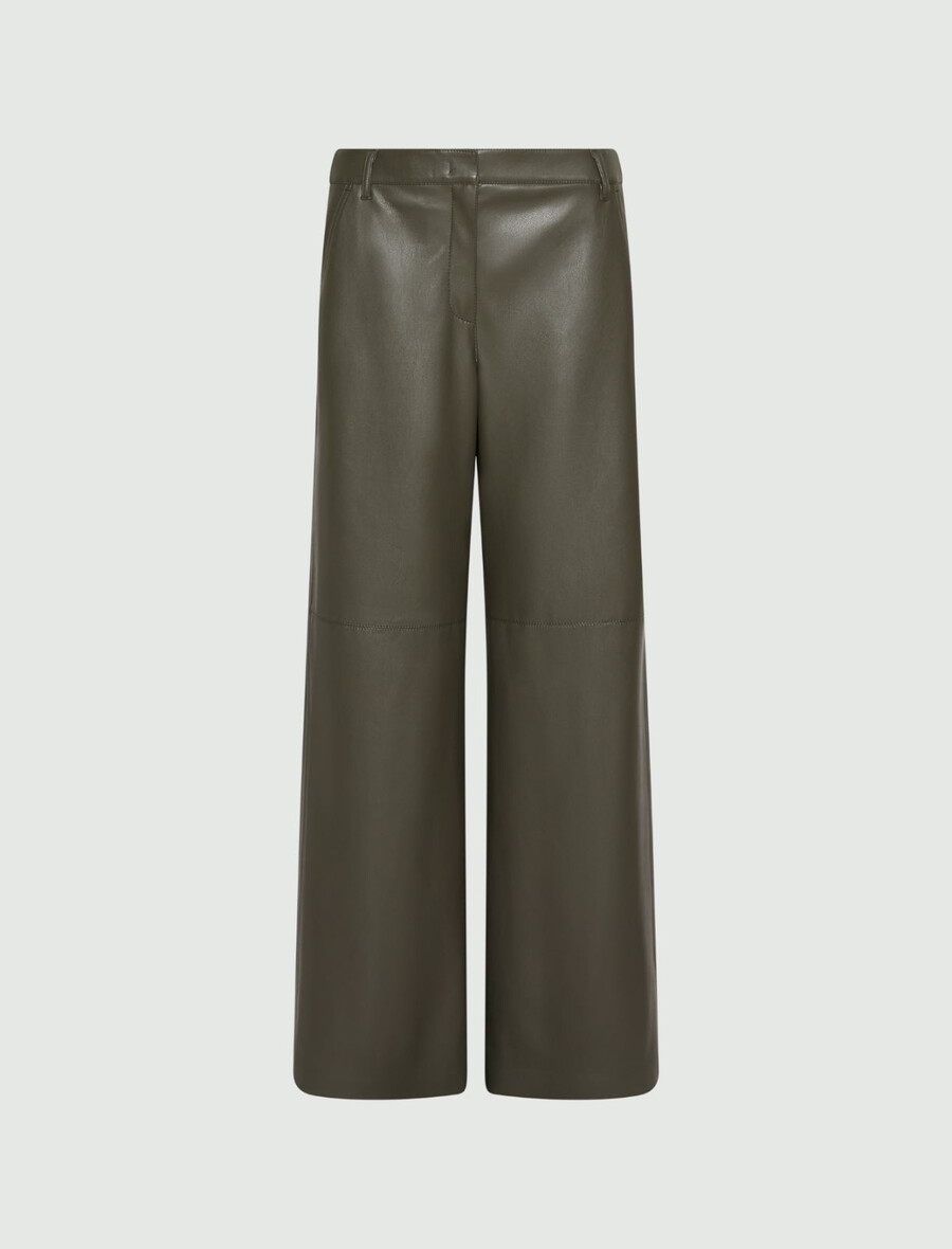 pantalon large en jersey enduit - vert militaire