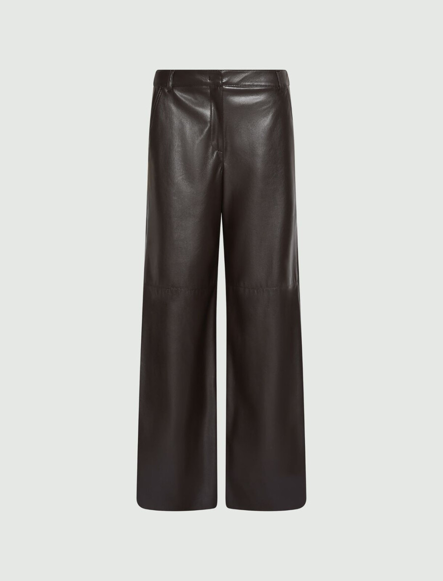 pantalon large en jersey enduit - coffee