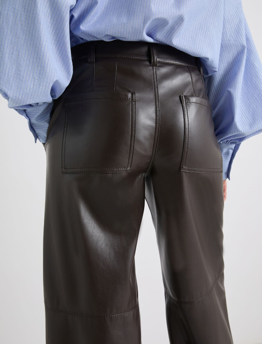 pantalon large en jersey enduit - coffee