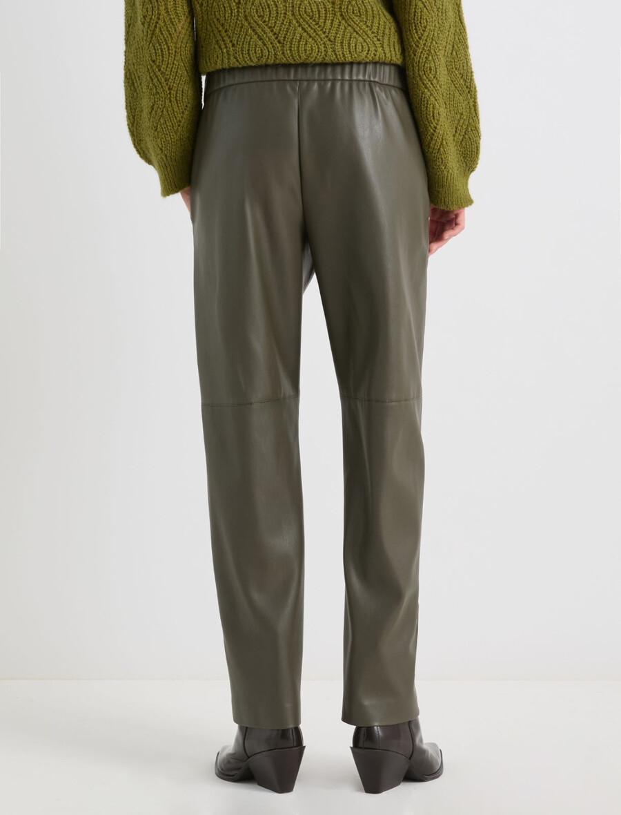 pantalon en jersey enduit coupe carotte - vert militaire